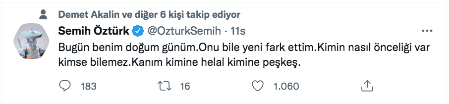 semih ozturk ten olay dogum gunu paylasimi